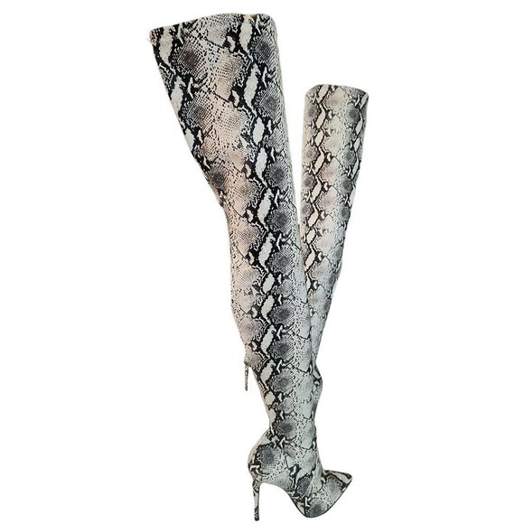 NWOB Steve Madden Vegan Thigh High Dominique Boot Women Light Grey Boots Size 6M - Picture 7 of 15